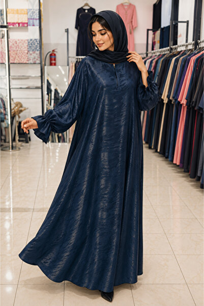 M&O 2 Black Jacquard Silk Abaya with Tassels