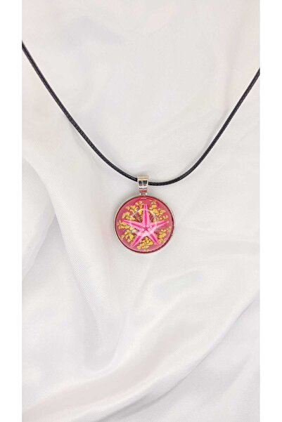 ÖZÇTAKI قلادة نسائية من الجلد بتصميم نجم البحر من الإيبوكسي مع تفاصيل زهرة طب...