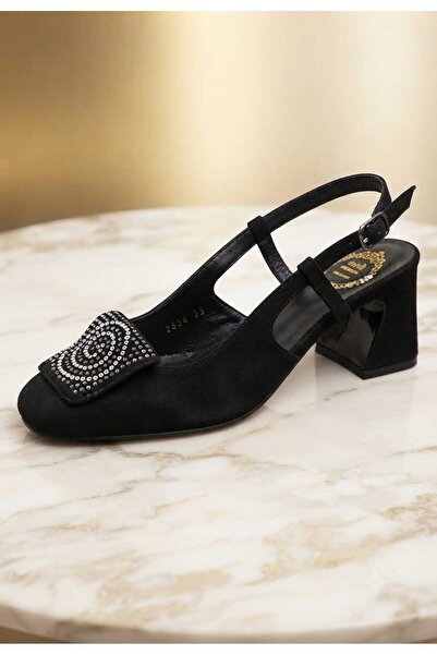 NİSH EXCLUSİVE 2634 Women's Thick Heeled Stone Heeled Shoes
