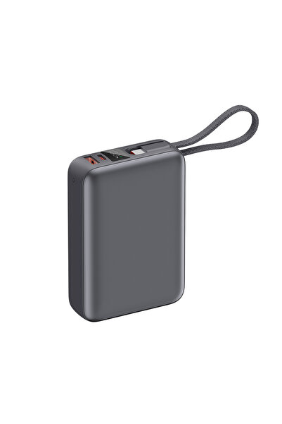 QCY Power Bank 10000mAh 35W Fast Charging PB10C-B – Portable Charger with Built-in USB-C Cable, PD & QC Fast Charge Support, Compact Travel Power Bank grey