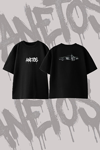 Anetos Kendrick Lamar_25 Design Back Printed Cotton Black Oversize T-Shirt