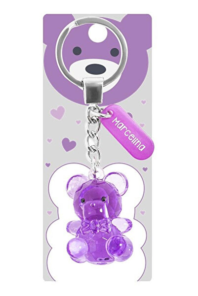 Be-Happy Gifts , breloc acrilic cu pandantiv ursulet si placuta cu nume Marce...