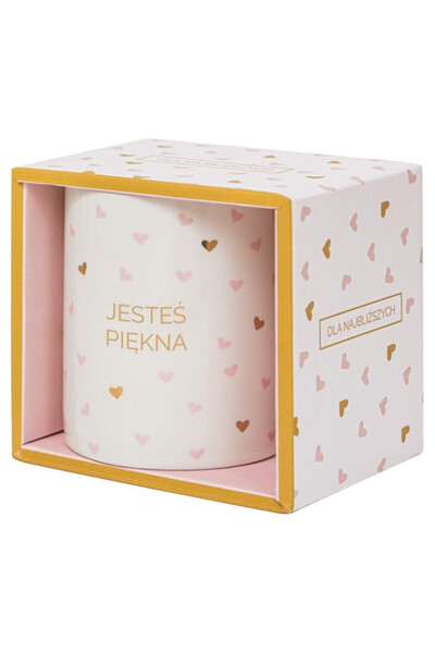 Be-Happy Gifts Cana portelan 'Jestes Piekna', in cutie cadou, cu imprimeu ini...