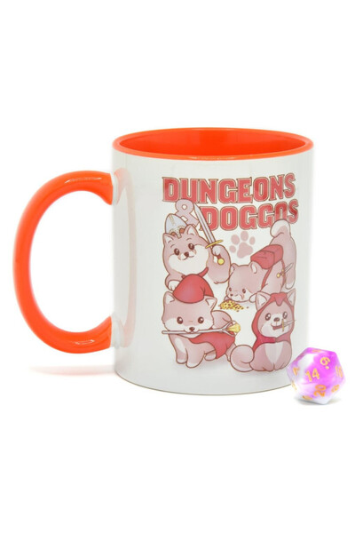 OEM Set Cadou: Ceasca din Sticla si Costca D20 Dungeons & Doggos, Multicolor