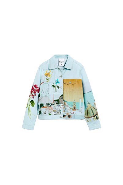 Desigual Geacă de blugi pentru femei 26SWED02 Albastru