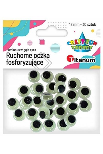 Titanum Set 30 autocolante ochi mobili, Fosforescente, 12 mm, Alb/Negru