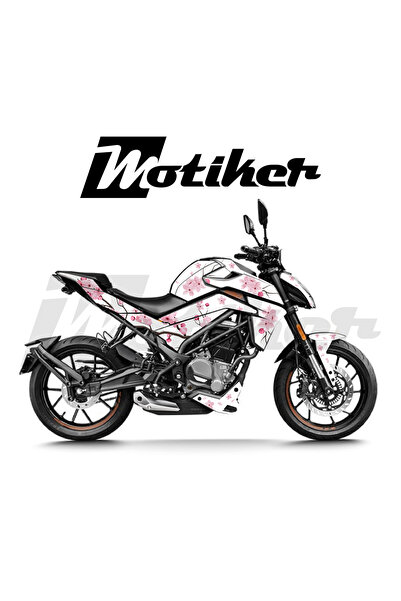 Motiker CF MOTO NK250 2023 - 2026 Model Sakura Çiçeği Beyaz Zemin Üzeri Pembe...