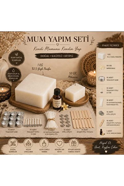 Civitas Dei Mum Yapım Seti – 1 Kg %1.5 Yağlı Parafin + 50 Gr Mikrowax | Teali...