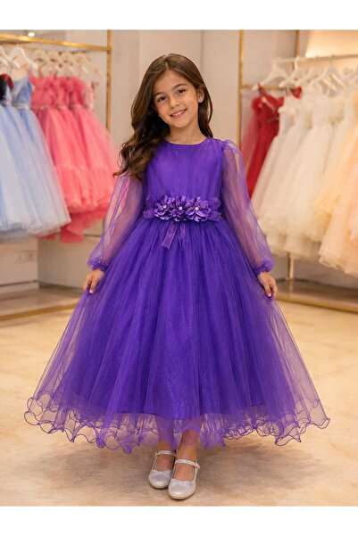 Mertoğlu Girl's Floral Detailed Evening Dress