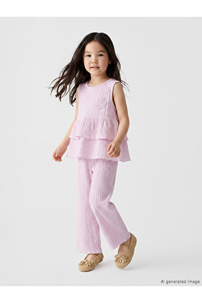 LC Waikiki Vizyon New Season Floral Embroidered Girls' Textured Set