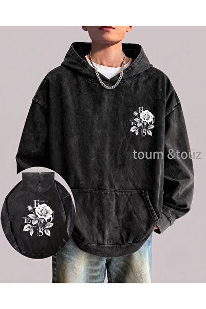 Touz Moda سويت شيرت بقلنسوة مطبوع عليه روز ريترو