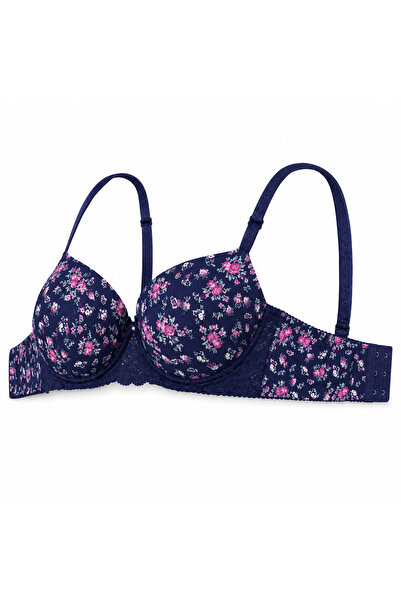 Generic Women's Floral Print Bra with Lace Detail