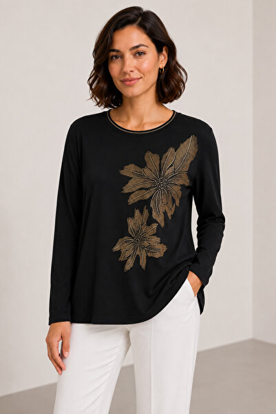 bihan store Women's Single-Sided Floral Patterned Long Sleeve Blouse Y26-2518...