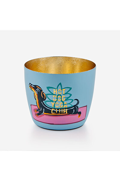GIFT COMPANY Mavi Demir Hot Dog Yoga Clun Mumluk 8X5x10 Cm