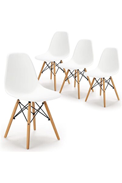 SANON Rerkoudur 4-Piece Dining Table Chair Set, Pre-assembled Mid-Century Des...