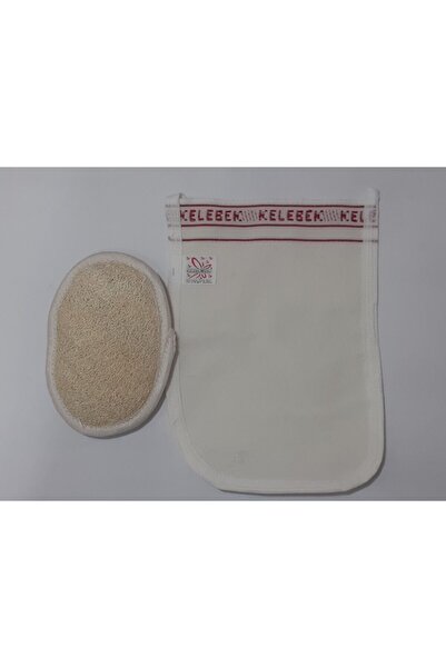 Kelebek Shower Gourd Loofah + Thick Scrubbing Pad + Medium Size Gourd 2 Pack