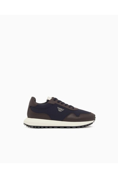 Emporio Armani Men's Metallic Eagle Logo Low-Top Breathable Front Surface Ort...