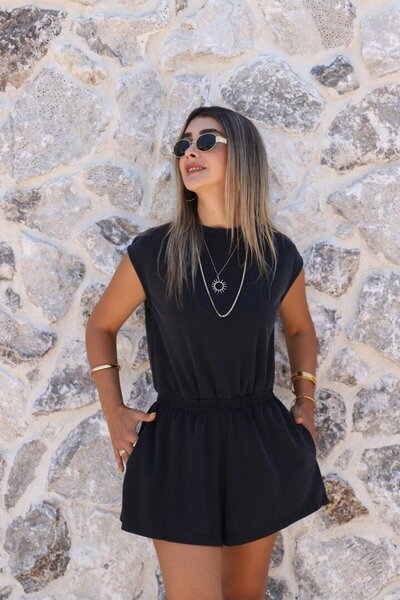 bytugcekaya Dark Smoked Modal Elastic Backless Jumpsuit