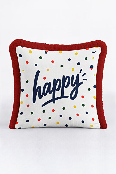 Evimde Bambaşka Happy Polka Dot Confetti Fringed Pillowcase - Cheerful Childr...