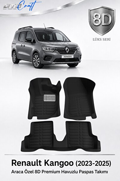 OTOCRAFT Renault Kangoo 2023-2025 Araca Özel 8D Havuzlu Oto Paspas Takımı Siy...