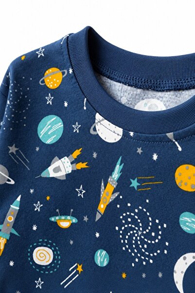 Mnk Baby&Kids Erkek Çocuk Baskılı Penye Pijama Takımı M00844 İNDİGO