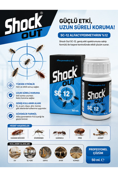 Dual Kimya Shock Out SC 12 50 ML Konsantre Haşere İlacı | Sivrisinek Karasine...