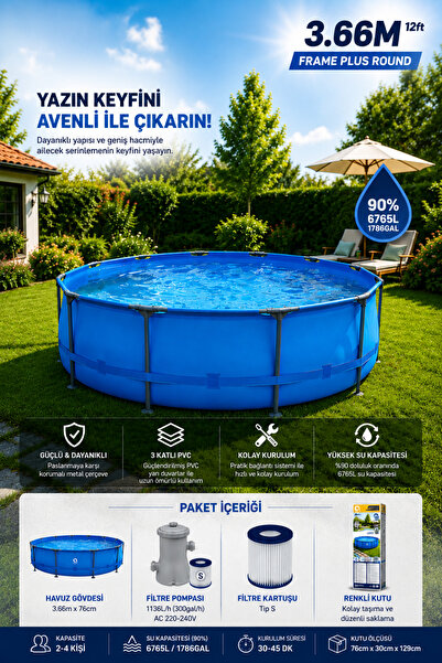 hak-iş oyuncak Prefabrik Yuvarlak Metal Çerçeveli Havuz Filtre Pompa Set 366 ...