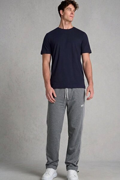 comstar Men's Printed Striped Smoked Sweatpants with Elastic Waistband
