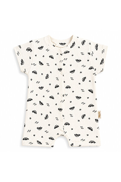CipilBaby Cipil Baby Erkek Bebek Araba Desenli %100 Pamuk Ribana Kısa Kollu Y...
