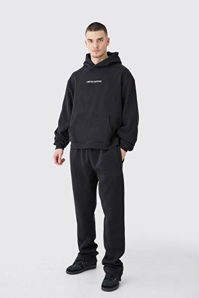 Boi Limited Edition Tracksuit Set - Black Printed Set Jogger Sweatshirt Wide ...