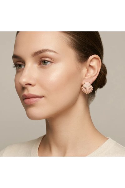 LUXURY Gold Color Enamel Women's Steel Earrings with Sea Shell Figures