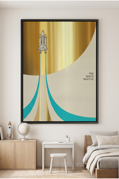 Jasmine Art Geometric Space Shuttle Kids Wall Art | Portrait Framed Canvas Pr...