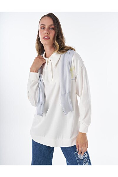KYR Pointed Collar Rayon Sweatshirt Optical White