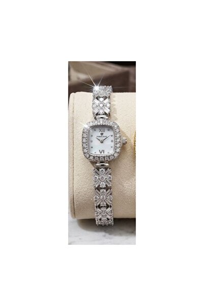 FANDER BLUE Fender Blue Crystal Square Women's Watch with Inlay - Silver and ...
