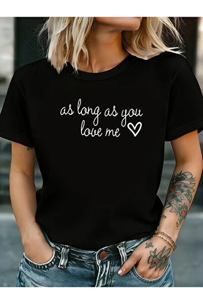 LİNA06 تي شيرت نسائي، مطبوع عليه نصًا باللغة الإنجليزية بتصميم Long As You Me...
