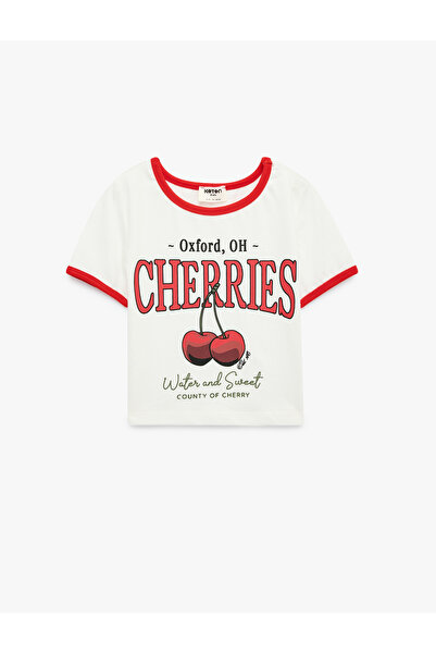 Koton Cherry Print Crew Neck Short Sleeve Cotton T-Shirt