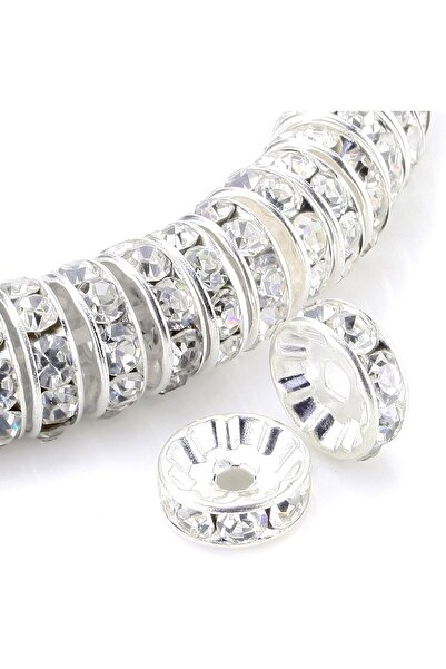 Arabest 100-Piece Round Beads,Spacer Beads,Silver Plated Czech Crystal Rhines...
