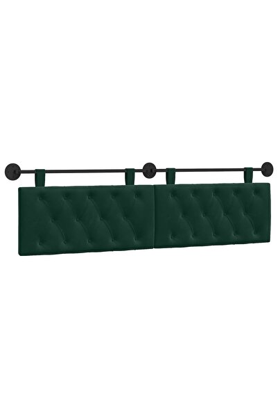 vidaxl Tăblie de pat suspendată Cu lumină LED Verde închis Catifea