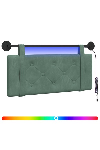 vidaxl Tăblie de pat suspendată Cu lumină LED Verde Mării Catifea