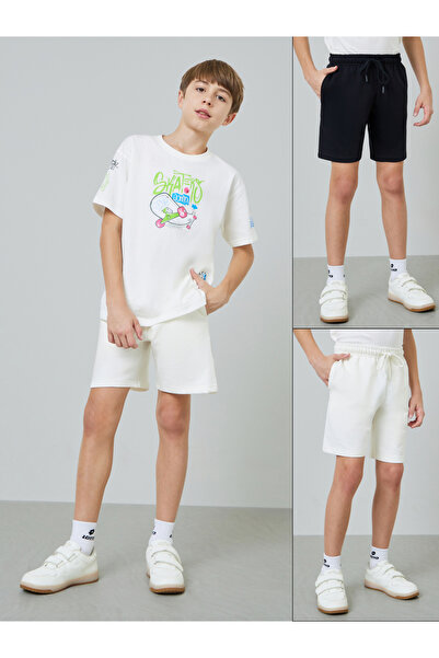 Styli Teens Pack Of 2 - Cotton Knitted Drawstring Shorts