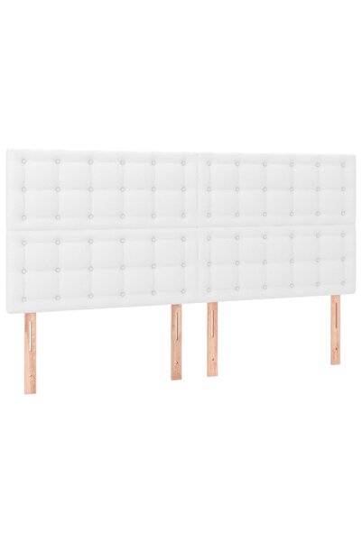 vidaxl Tăblie de pat albă 160x5x118/128 cm piele ecologică