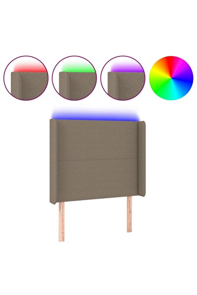 vidaxl Tăblie de pat cu LED, gri taupe, 103x16x118/128 cm, textil