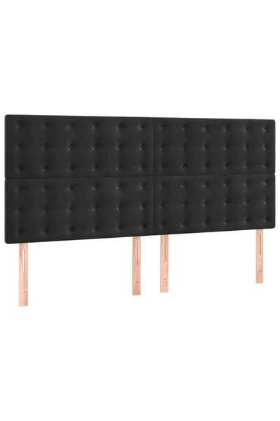 vidaxl Tăblie de pat neagră 160x5x118/128 cm catifea
