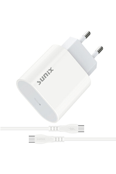 Sunix Φορτιστής USB-C 20W PD Γρήγορης Φόρτισης Οικονομικός με συμπεριλαμβανόμ...