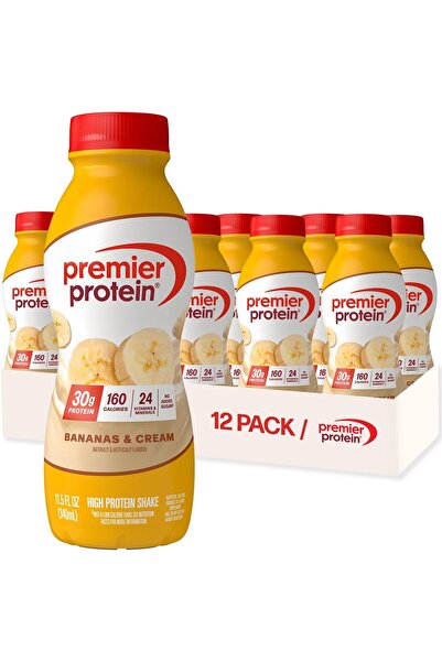 Premier Protein Shake, Bananas & Cream, 30g Protein, 1g Sugar, 24 Vitamins & ...
