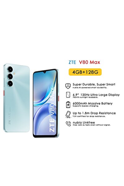 ZTE V80 Max 6.9-inch Sky Cyan HD+ 120Hz 4G+4G RAM 128GB 6000mAh 50MP AI Tripl...