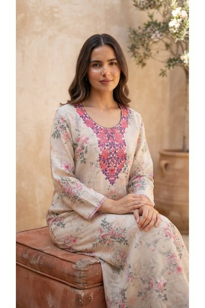 Maison Emarat Garden Embroidered Jalabiya – Luxury Floral Modest Maxi Dress