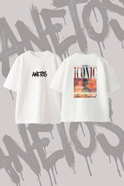 Anetos The Weeknd_108 Design Back Printed Cotton White Oversize T-Shirt
