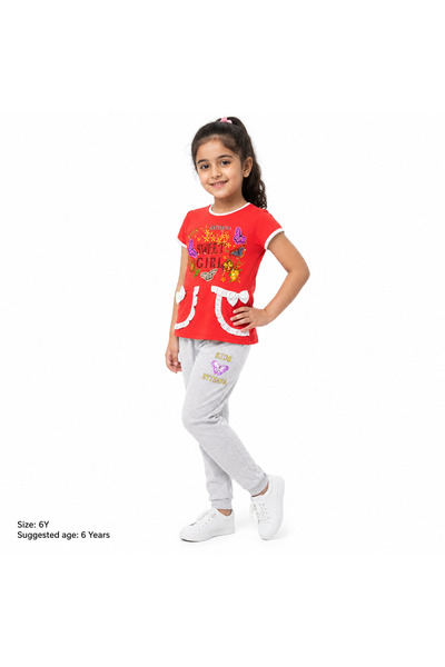 Generic Girls' Butterfly Printed T-Shirt and Trousers Set