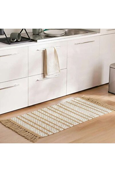 PAN HOME Eileen Recycle Dhurrie with Fringe 90x150cm - Beige